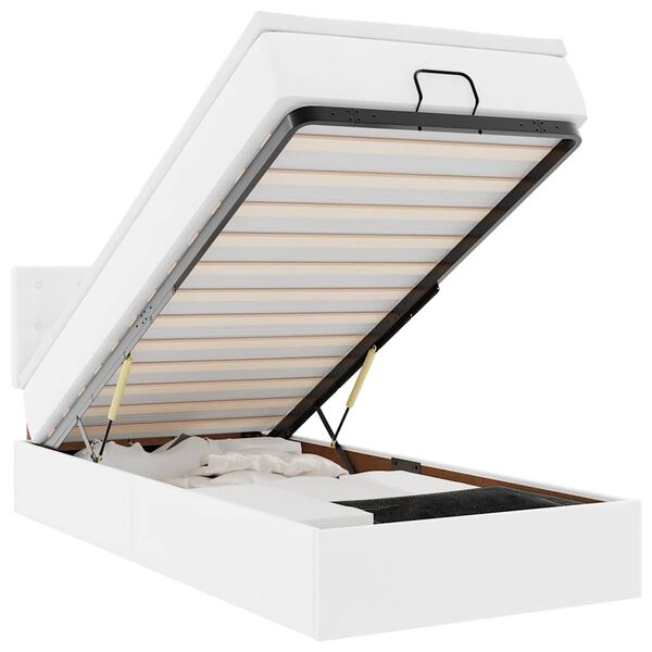 vidaXL Cama otomana com colchão 100x200 cm couro artificial branco