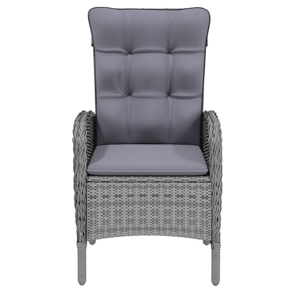 vidaXL 9 pcs conjunto de jantar para jardim vime PE cinzento