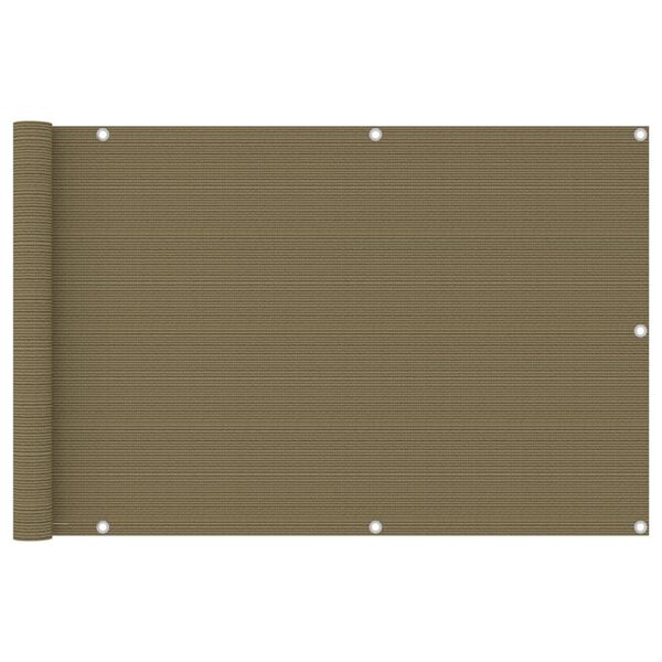 vidaXL Tela de varanda 90x500 cm PEAD cor cinzento-acastanhado