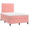 vidaXL Cama box spring c/ colch&atilde;o luzes e LED 120x190 cm veludo rosa