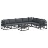 vidaXL Conjunto de Sof&aacute; de Jardim com almofada 8 pcs Preto Alum&iacute;nio