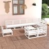 vidaXL 10 pcs conjunto lounge de jardim pinho maci&ccedil;o branco