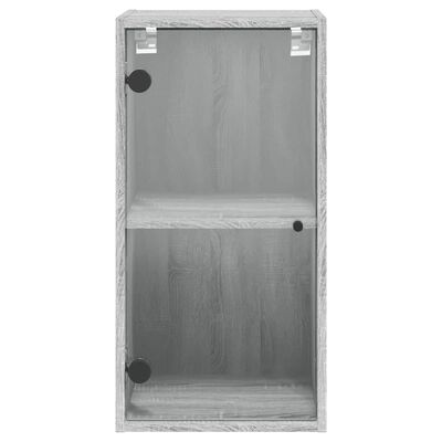 vidaXL Armário de parede c/ portas de vidro 35x37x68,5 cm cinza sonoma