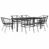 vidaXL Conjunto de jantar jardim 7 pe&ccedil;as vidro vime PE preto