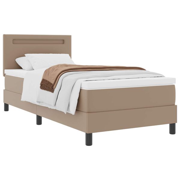 vidaXL Cama Box com colch&atilde;o Cappuccino 90 x 200 cm Couro sint&eacute;tico
