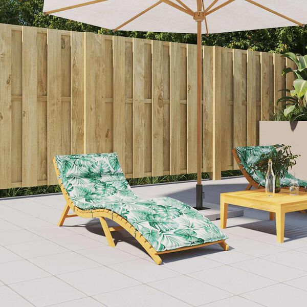 vidaXL Almofad&atilde;o p/ espregui&ccedil;adeira 180x60x4 cm tecido oxford folhas