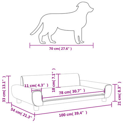 vidaXL Cama para cães 100x54x33 cm veludo rosa