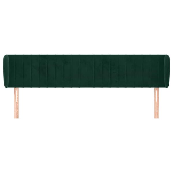 vidaXL Cabeceira de cama c/ abas veludo 203x23x78/88cm verde-escuro