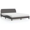 vidaXL Cama com colch&atilde;o Dover 160x200 cm couro artificial cinzento