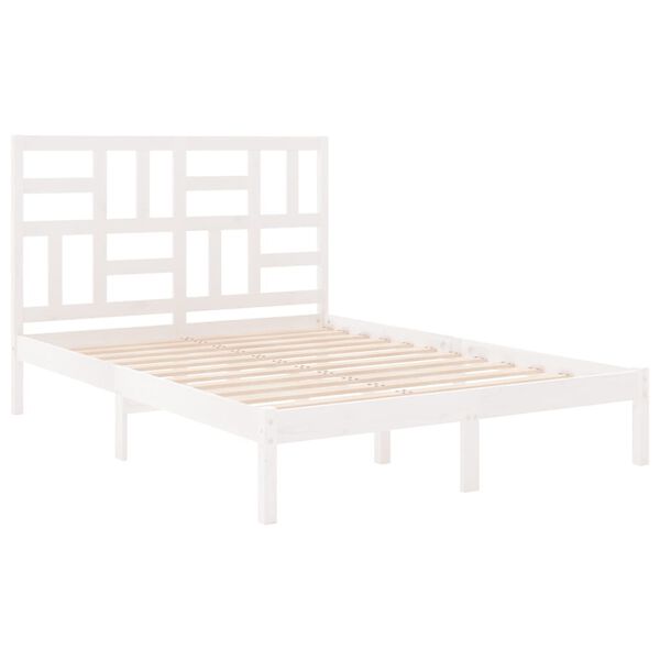 vidaXL Estrutura de cama 140x200 cm madeira maci&ccedil;a branco