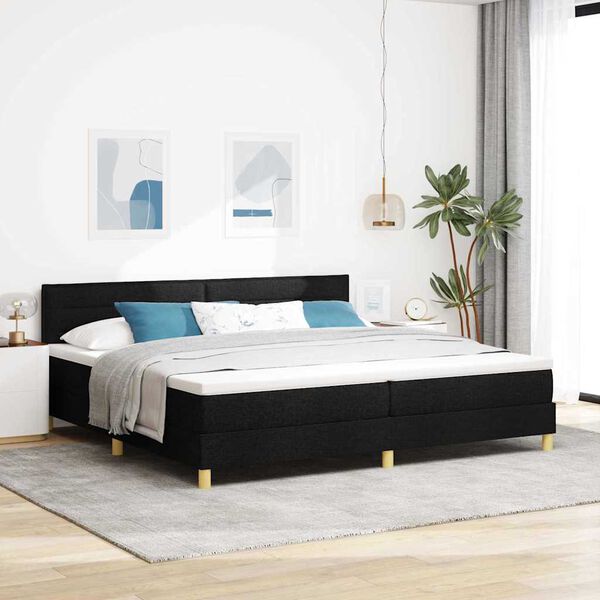 vidaXL Cama Box Spring LED com colch&atilde;o Preto 200 x 200 cm tecido