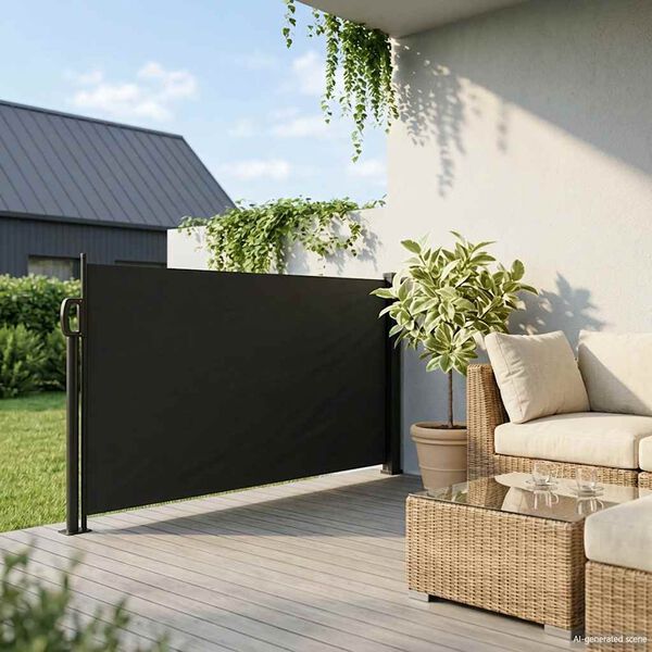 vidaXL Toldo lateral retr&aacute;til 100x300 cm preto
