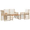 vidaXL Conjunto de M&oacute;veis para Exterior 4 pcs Natural e Branco Creme