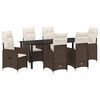 vidaXL Conjunto de Jantar para Jardim 7 unid. Castanho vime PE