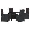 vidaXL Conjunto de Jantar para Jardim com almofada 5 pcs Preto vime PE