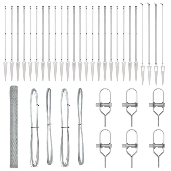 vidaXL Poste de Cerca Prateado 50 x 1,5 m (malha de 13 mm) A&ccedil;o