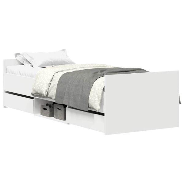 vidaXL Estrutura de cama c/ pain&eacute;is cabeceira e p&eacute;s 100x200 cm branco