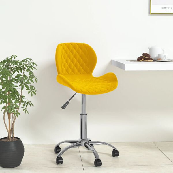vidaXL Cadeira de jantar girat&oacute;ria veludo amarelo mostarda