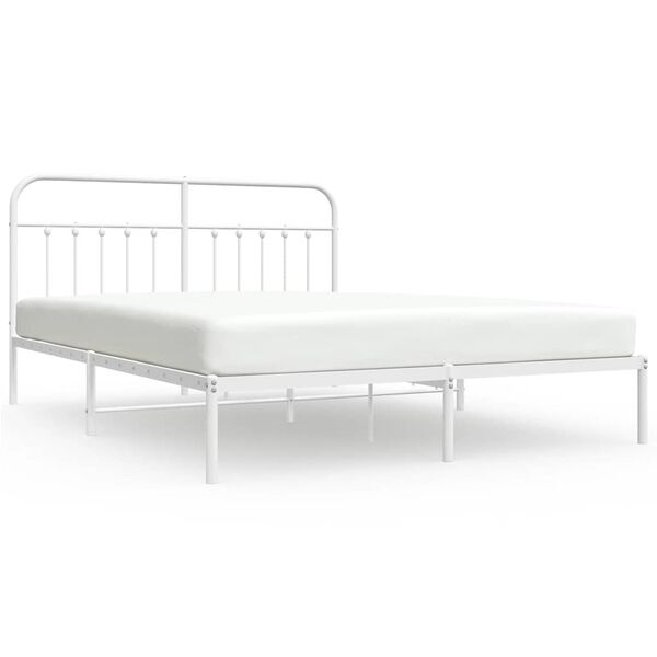 vidaXL Estrutura de cama com cabeceira 183x213 cm metal branco