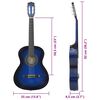 vidaXL 8 pcs conjunto guitarra clássica para iniciantes 3/4 36" azul