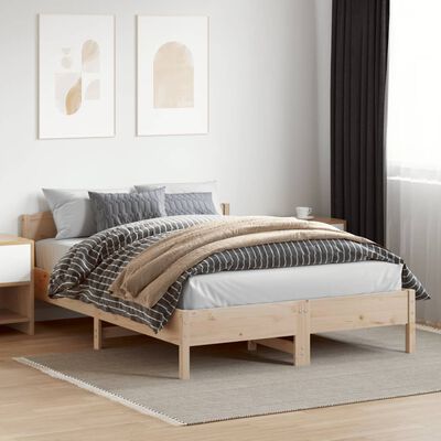 vidaXL Estrutura de cama com cabeceira 160x200 cm pinho maciço
