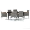 vidaXL 7 pcs conjunto de jantar p/ jardim c/ almofad&otilde;es cinza e preto