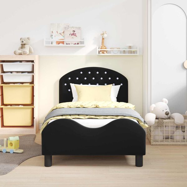vidaXL Estrutura de Cama Infantil com Cabeceira Preto 80 x 160 cm