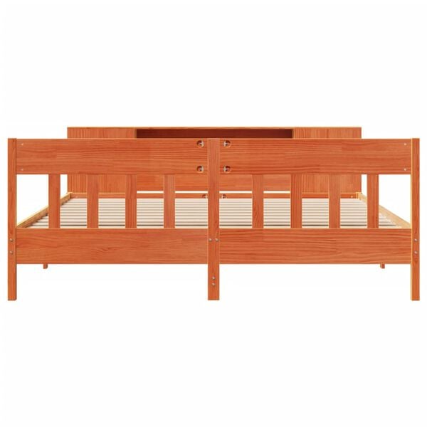 vidaXL Cama com estante sem colch&atilde;o 200x200 cm pinho maci&ccedil;o