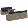 vidaXL Conjunto de Sof&aacute; de Jardim 8 unid. cinzento e azul marinho