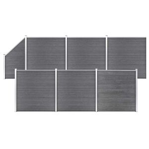 vidaXL Painel veda&ccedil;&atilde;o WPC 6 quadrados 1 inclinado 1138x186 cm cinzento