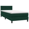 vidaXL Cama box spring c/ colch&atilde;o e LED verde-escuro 80x220 cm veludo