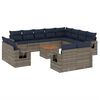 vidaXL Conjunto de sof&aacute; de jardim com 13 pe&ccedil;as e almofadas em rattan sint&eacute;tico cinza