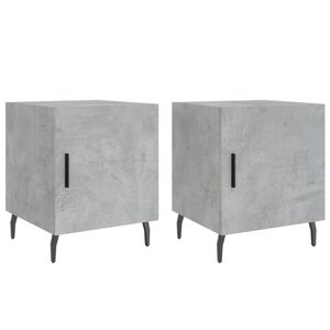 vidaXL Mesa cabeceira 2pcs 40x40x50 cm derivados madeira cinza cimento