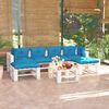 vidaXL 7 pcs conj. lounge de paletes p/ jardim com almofad&otilde;es pinho