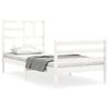 vidaXL Estrutura cama de solteiro c/ cabeceira madeira maci&ccedil;a branco