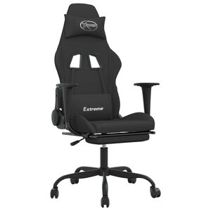 vidaxL Cadeira de gaming com apoio para os p&eacute;s tecido preto