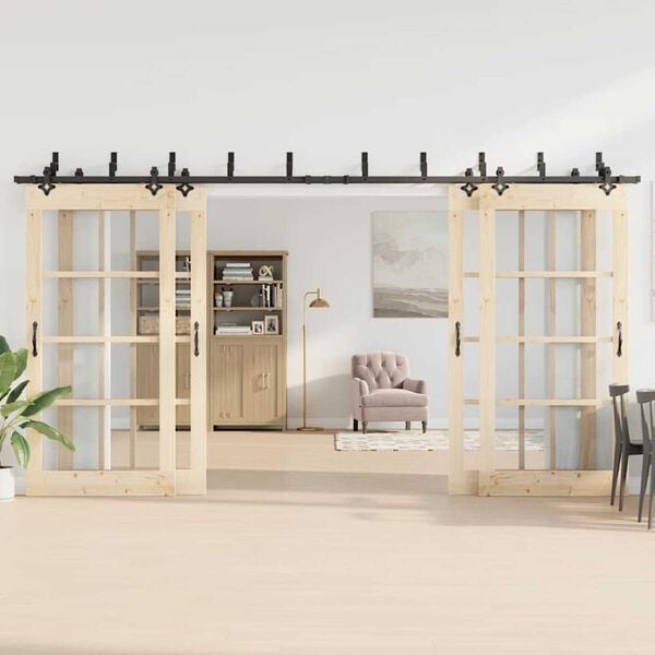 vidaXL Kit de ferragens para porta deslizante 427 cm a&ccedil;o preto