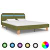 vidaXL Estrutura de cama com LED sem colch&atilde;o 150x200 cm tecido verde