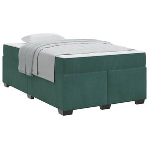 vidaXL Estrutura da Cama com colch&atilde;o Verde Escuro 120 x 200 cm tecido