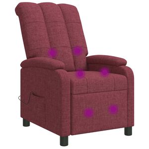 vidaXL Recliner de Massagem Vinho Vermelho Tecido