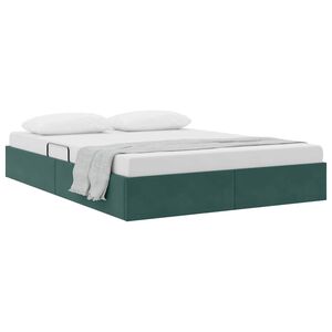 vidaXL Cama com Armazenamento Verde Escuro 140 x 200 cm Veludo