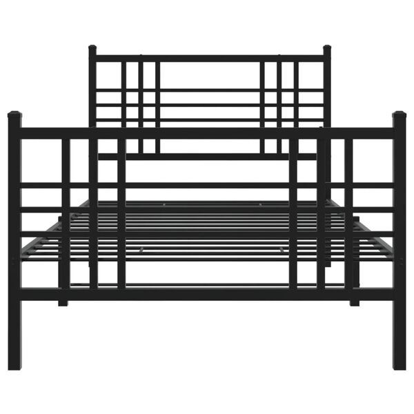 vidaXL Estrutura de cama com cabeceira e p&eacute;s 90x190 cm metal preto