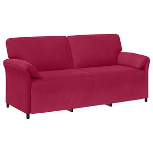 vidaXL Sof&aacute; de 3 Lugares Vinho Vermelho 198 x 83 x 95 cm Veludo