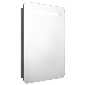 vidaXL Arm&aacute;rio espelhado casa de banho LED 60x11x80 cm cinza brilhante