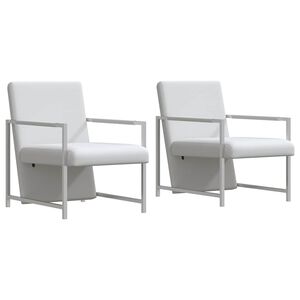 vidaXL Poltronas com estrutura cromada 2 pcs couro artificial branco