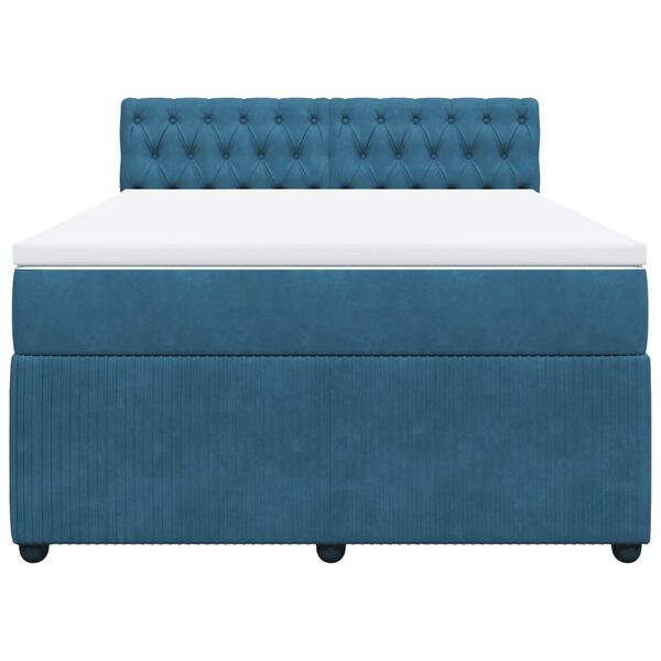 vidaXL Cama boxspring com colch&atilde;o 140x190 cm veludo azul