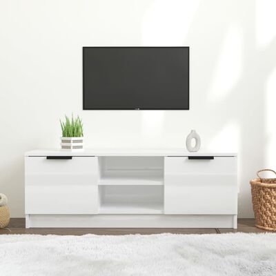 vidaXL Móvel para TV 102x35x36,5cm madeira processada branco brilhante