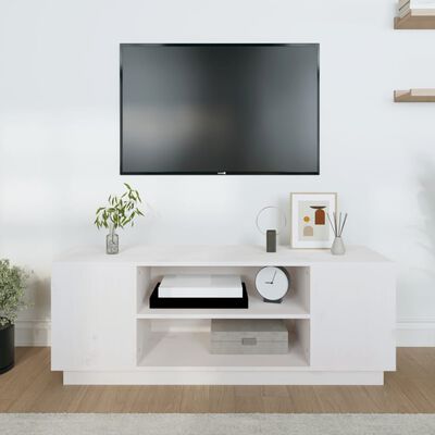 vidaXL Móvel de TV 110x35x40,5 cm madeira de pinho maciça branco