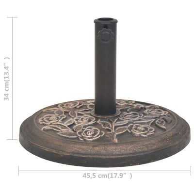 vidaXL Base redonda para guarda-sol em resina bronze 9 kg