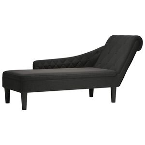 vidaXL Chaise lounge c/ almofada/apoio de bra&ccedil;os direito tecido preto